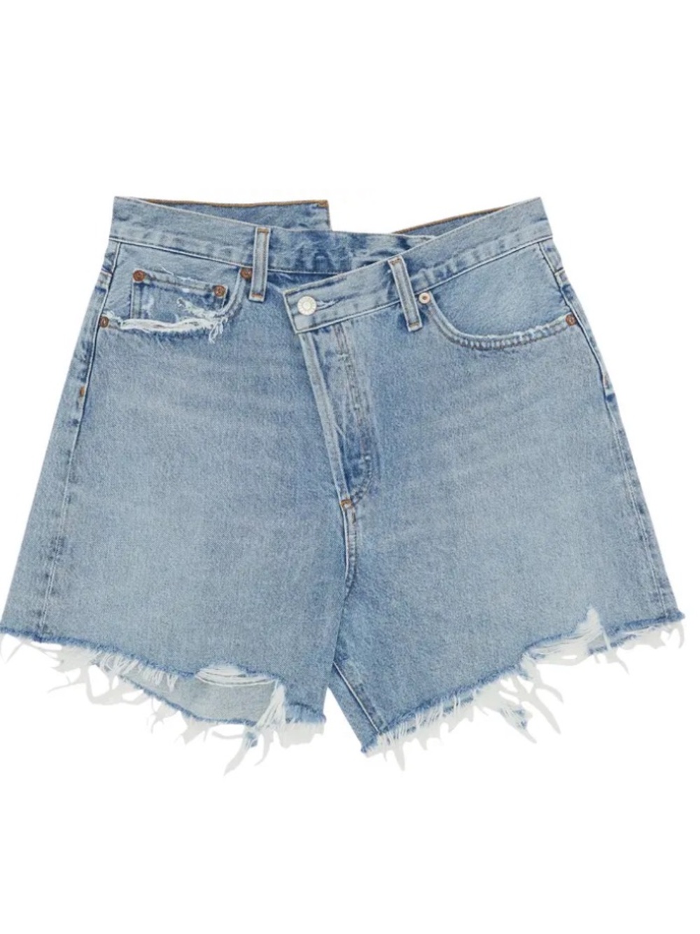 Agolde Light Blue Distressed Denim Jean Shorts